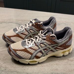 Asics Women's Athletic Shoes - Cream, Brown, Gray